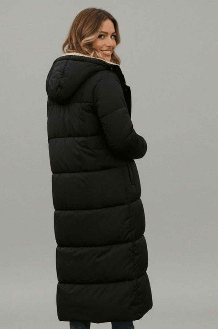 Hooded Quilted Borg Trim Padded Coat