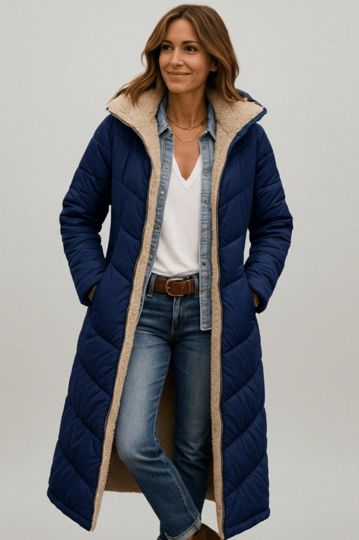 Hooded Quilted Borg Trim Padded Coat