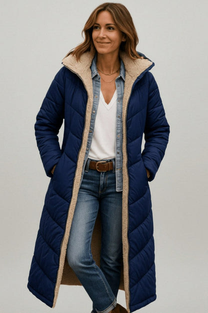 Hooded Quilted Borg Trim Padded Coat