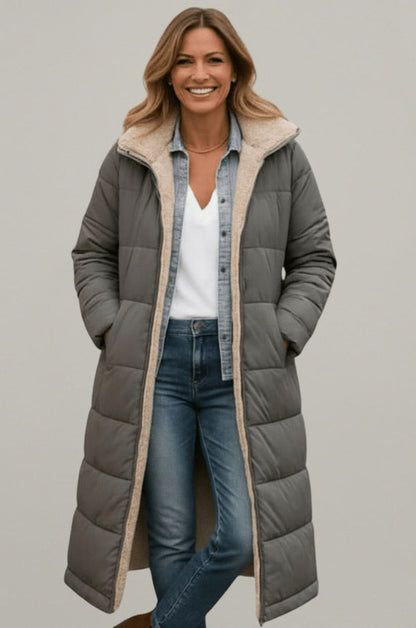 Hooded Quilted Borg Trim Padded Coat