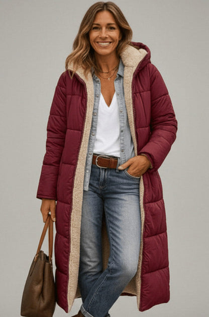 Hooded Quilted Borg Trim Padded Coat