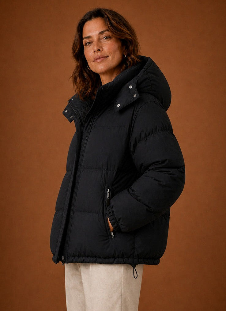 Hooded Zip Pocket Puffer Jacket