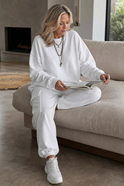 Fleece Oversized Cargo Long Sleeve Two Piece Set