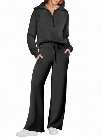 Fleece Half Zip Tracksuit Co Ord Set