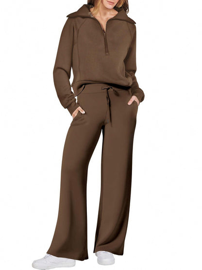 Fleece Half Zip Tracksuit Co Ord Set