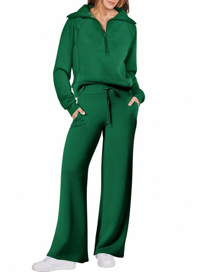 Fleece Half Zip Tracksuit Co Ord Set