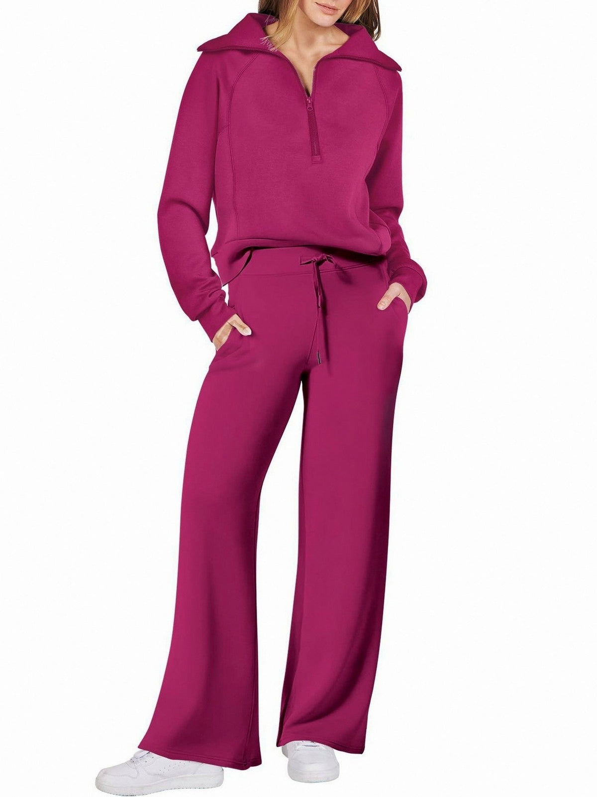 Fleece Half Zip Tracksuit Co Ord Set