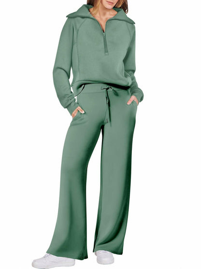 Fleece Half Zip Tracksuit Co Ord Set