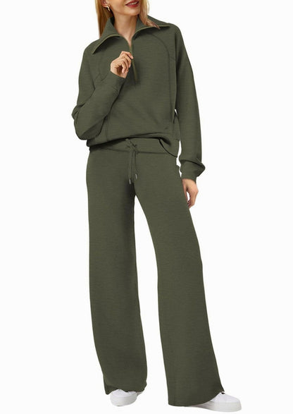 Fleece Half Zip Tracksuit Co Ord Set