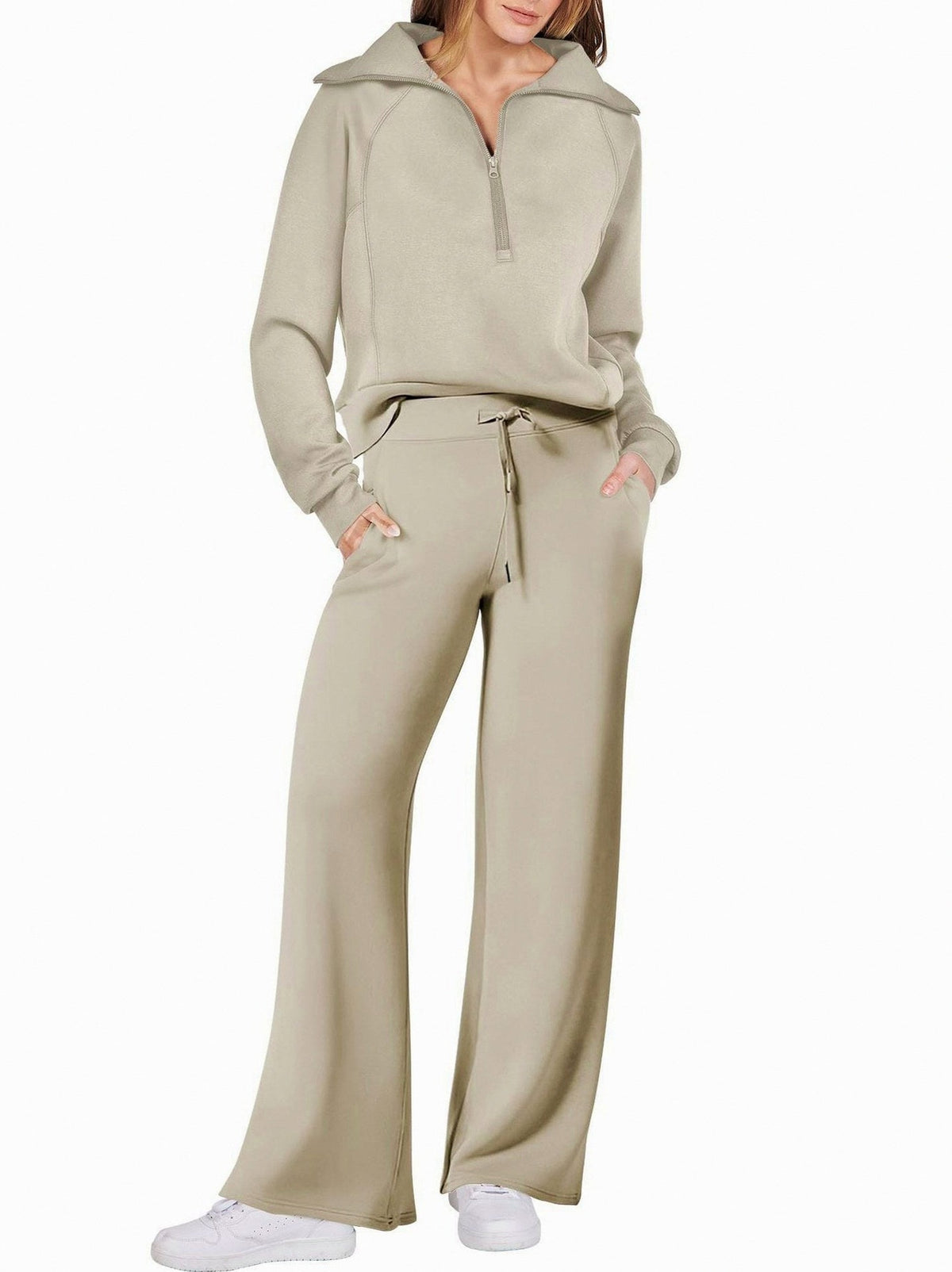 Fleece Half Zip Tracksuit Co Ord Set