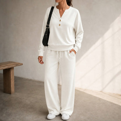 Fleece Henley Long Sleeve Co Ord Set