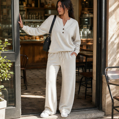 Fleece Henley Long Sleeve Co Ord Set