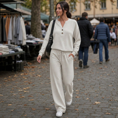 Fleece Henley Long Sleeve Co Ord Set