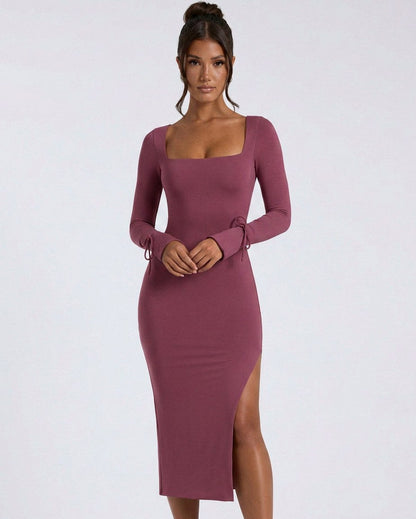 Jersey Long Sleeve Bodycon Midi Dress