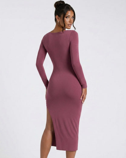 Jersey Long Sleeve Bodycon Midi Dress