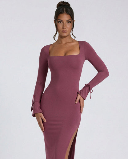 Jersey Long Sleeve Bodycon Midi Dress