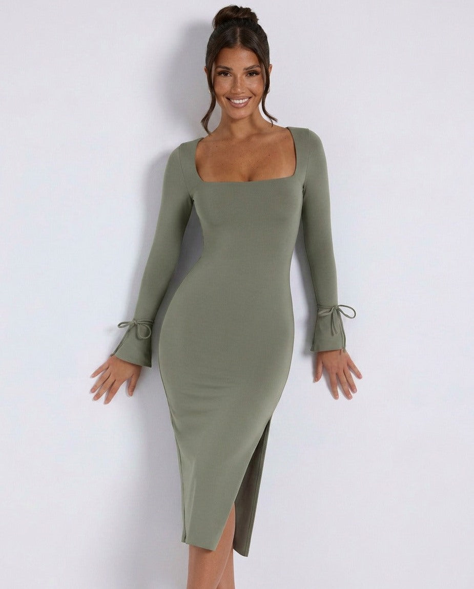 Jersey Long Sleeve Bodycon Midi Dress