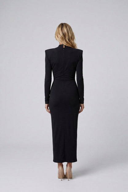 Jersey Long Sleeve Knot Maxi Dress