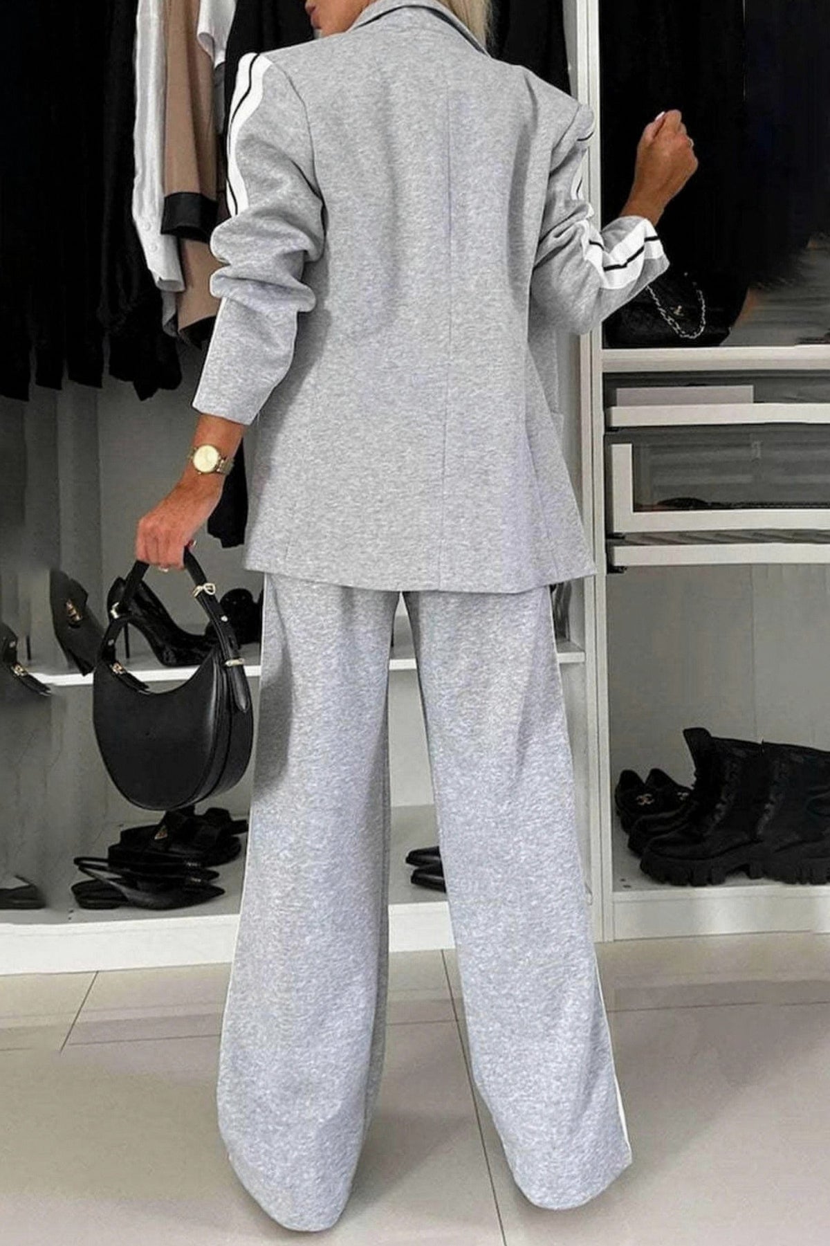 Jersey Side Stripe Blazer Co Ord Set