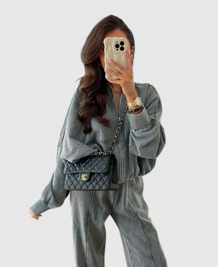 Fleece Zip Up Tracksuit Co Ord Set