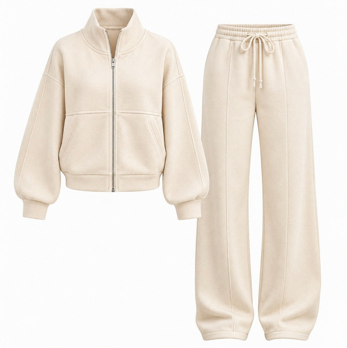 Fleece Zip Up Tracksuit Co Ord Set