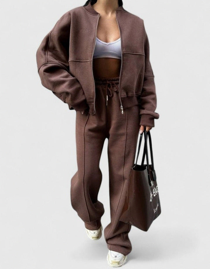 Fleece Zip Up Tracksuit Co Ord Set