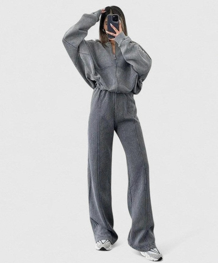 Fleece Zip Up Tracksuit Co Ord Set