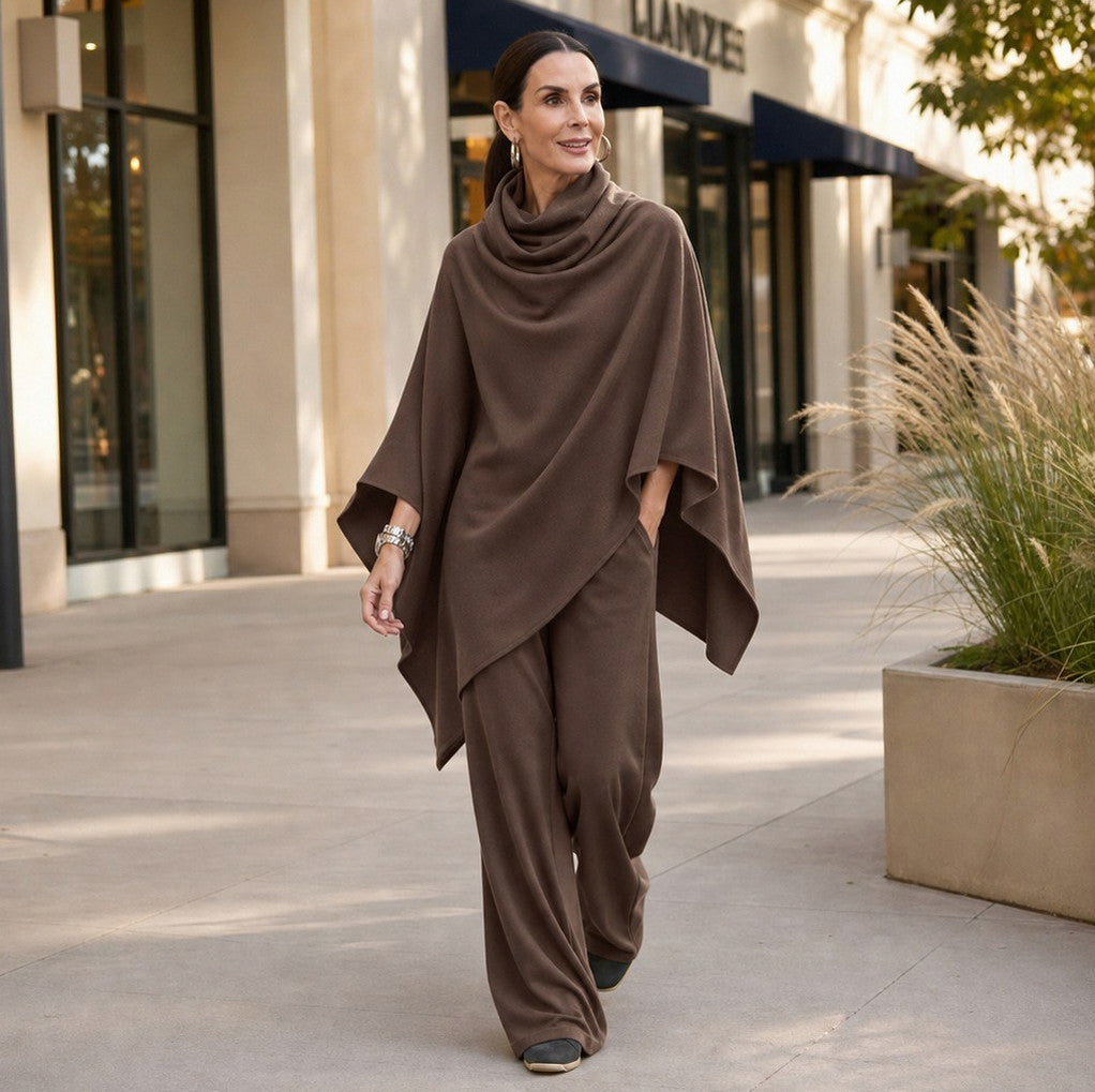 Knit Cowl Neck Two Piece Set