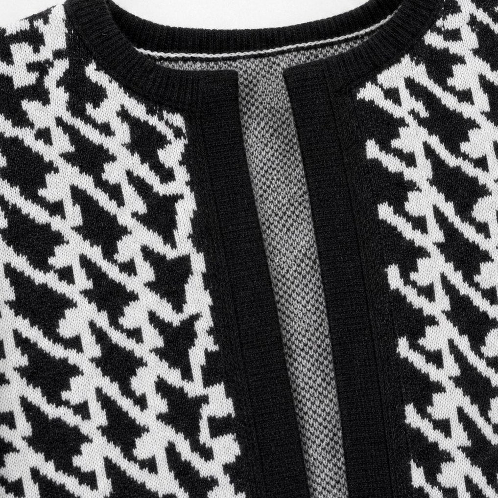 Knit Houndstooth Long Sleeve Co Ord Set