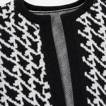 Knit Houndstooth Long Sleeve Co Ord Set