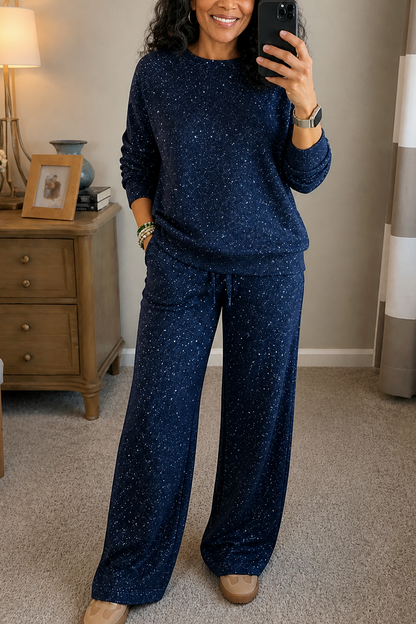 Knit Flecked Crew Neck Long Sleeve Co Ord Set