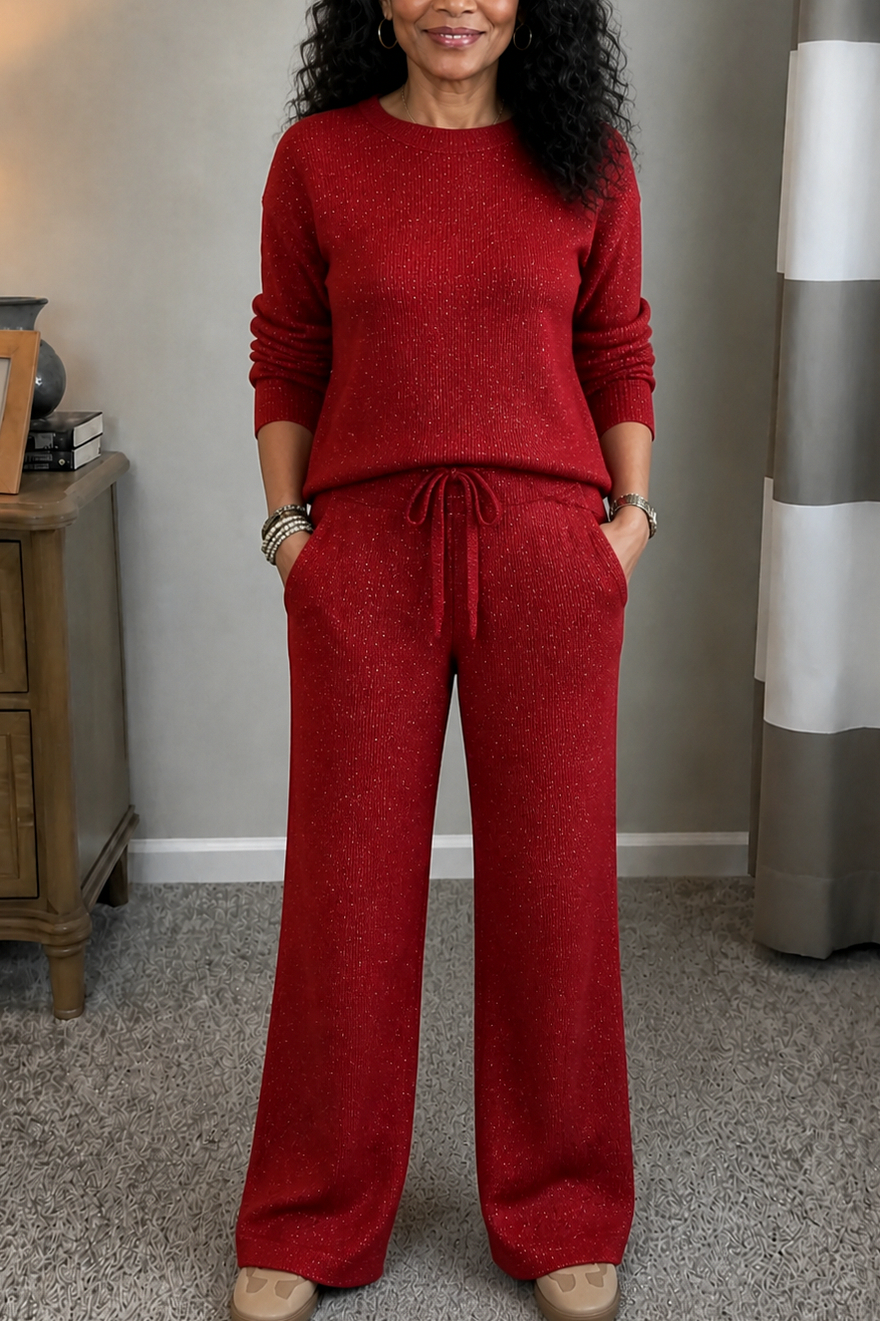 Knit Flecked Crew Neck Long Sleeve Co Ord Set