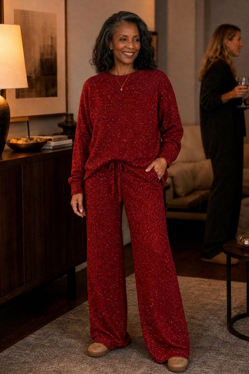 Knit Flecked Crew Neck Long Sleeve Co Ord Set