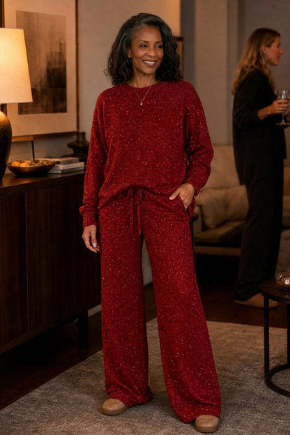 Knit Flecked Crew Neck Long Sleeve Co Ord Set