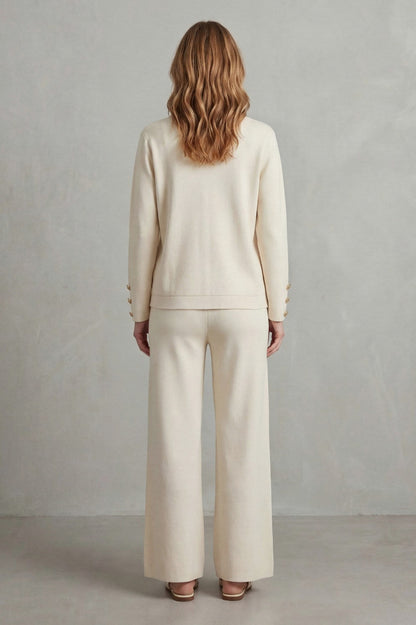 Knit Button Front Patch Pocket Cardigan Co Ord Set