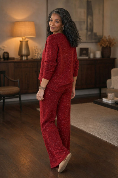 Knit Flecked Crew Neck Long Sleeve Co Ord Set