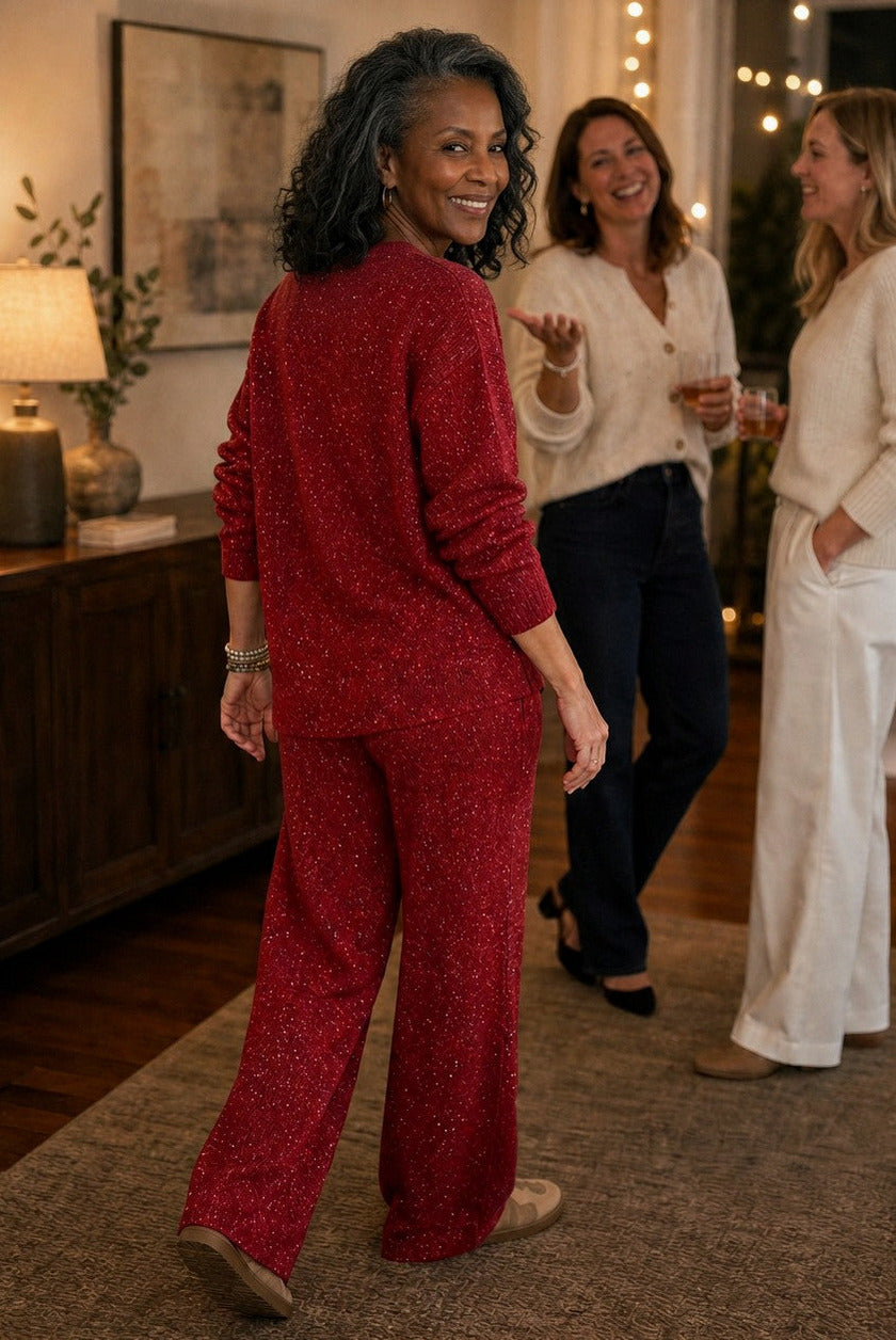 Knit Flecked Crew Neck Long Sleeve Co Ord Set