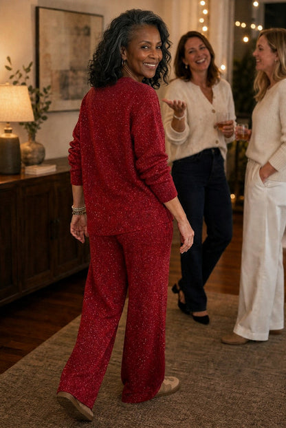 Knit Flecked Crew Neck Long Sleeve Co Ord Set