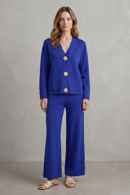 Knit Button Front Patch Pocket Cardigan Co Ord Set