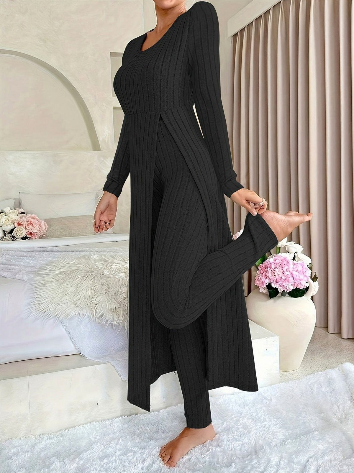 Knit Long Sleeve Leggings Co Ord Set