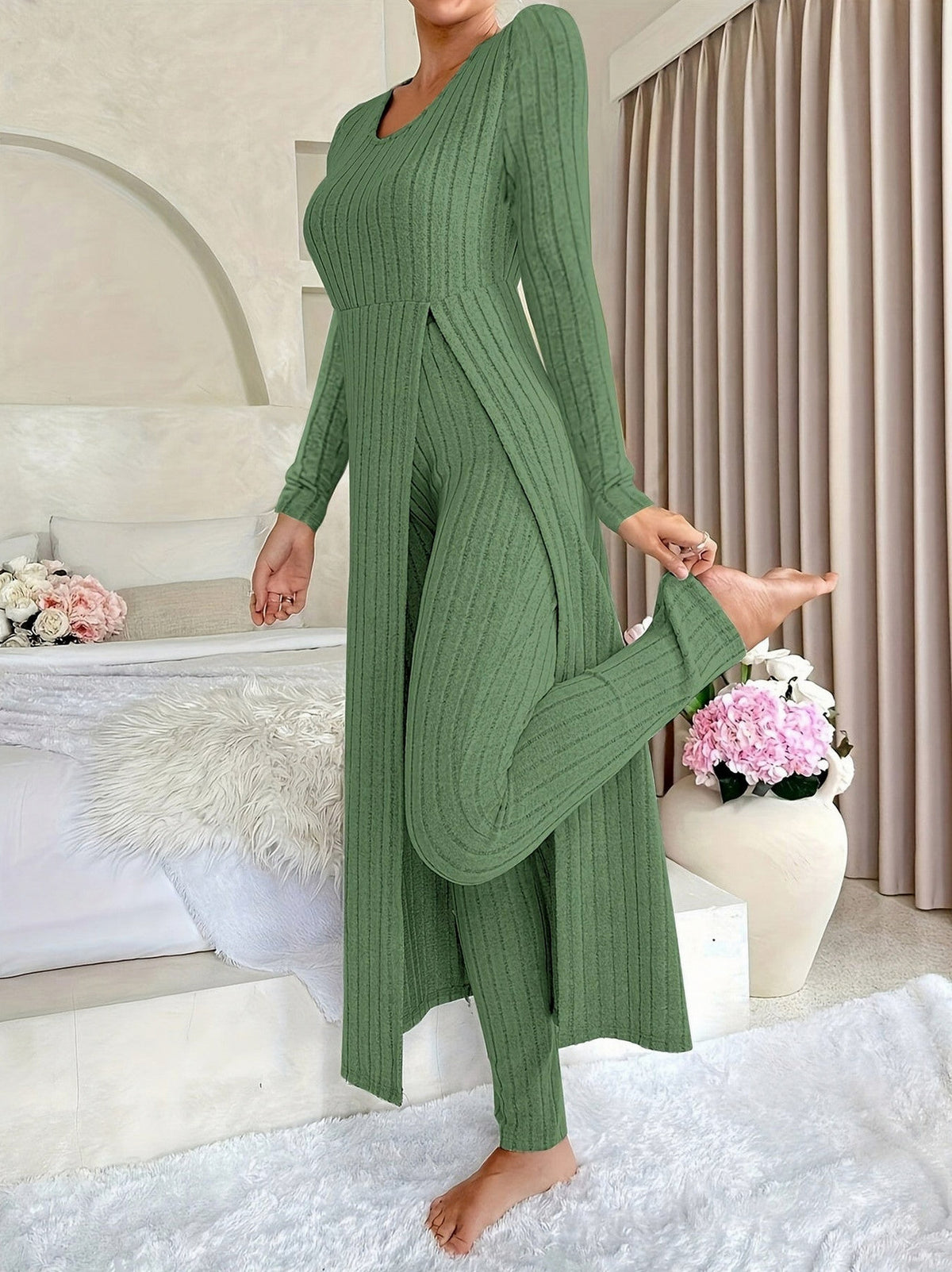 Knit Long Sleeve Leggings Co Ord Set