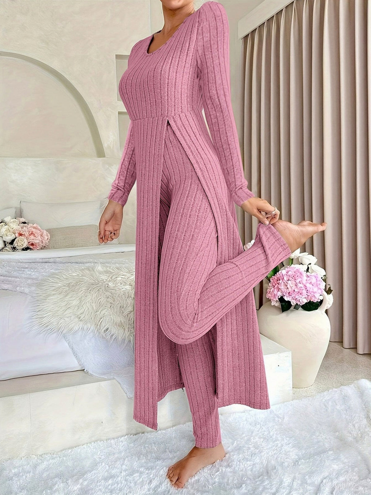 Knit Long Sleeve Leggings Co Ord Set