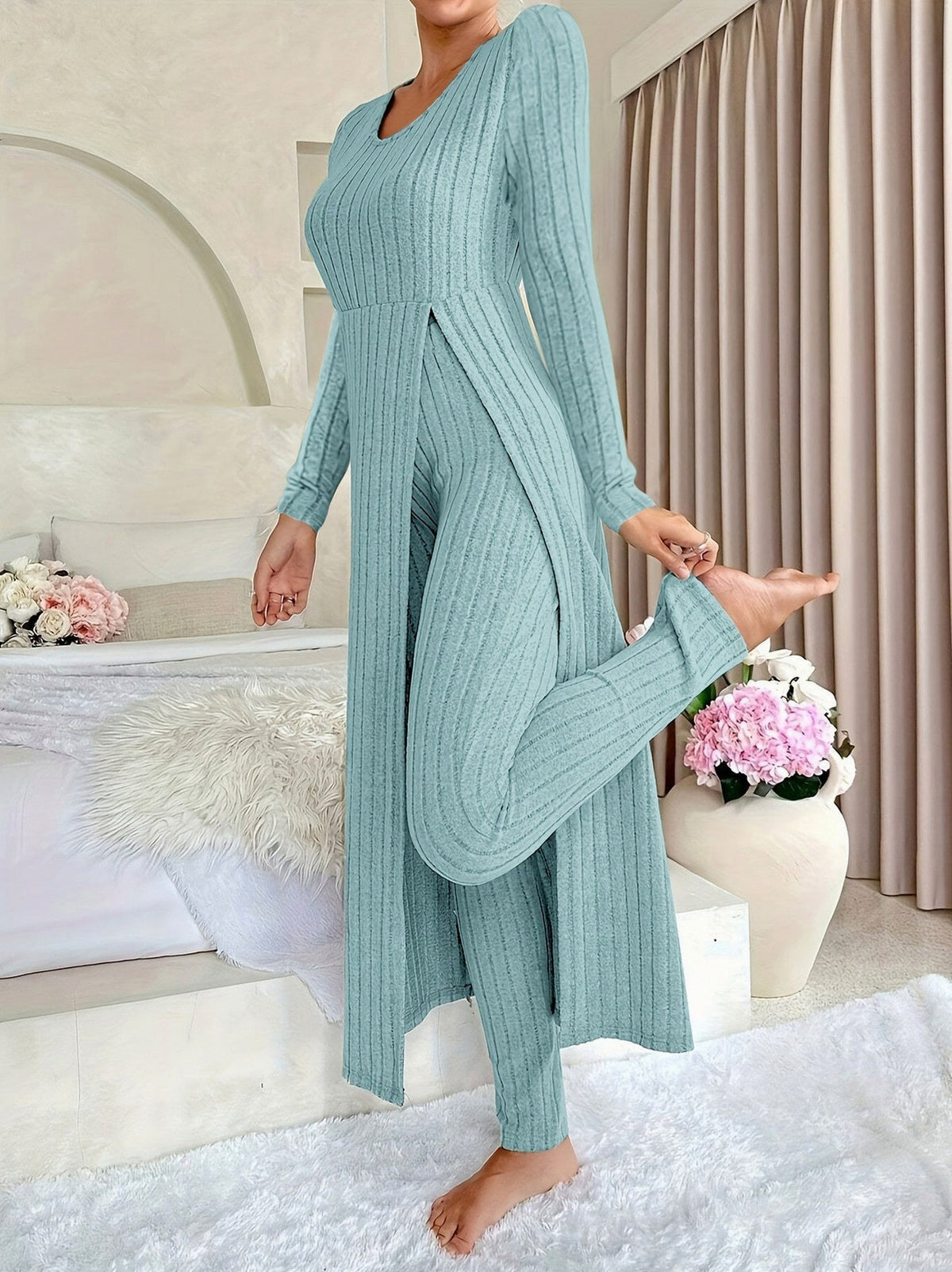 Knit Long Sleeve Leggings Co Ord Set