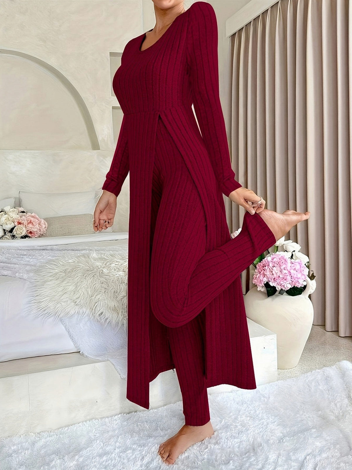 Knit Long Sleeve Leggings Co Ord Set