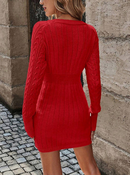Knit Long Sleeve Mini Dress