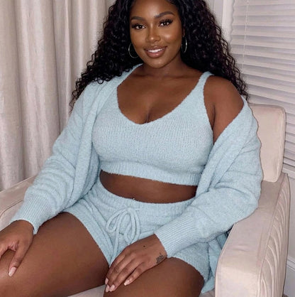 Knit Long Sleeve Shorts Co Ord Set
