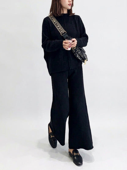 Knit Long Sleeve Wide Leg Co Ord Set