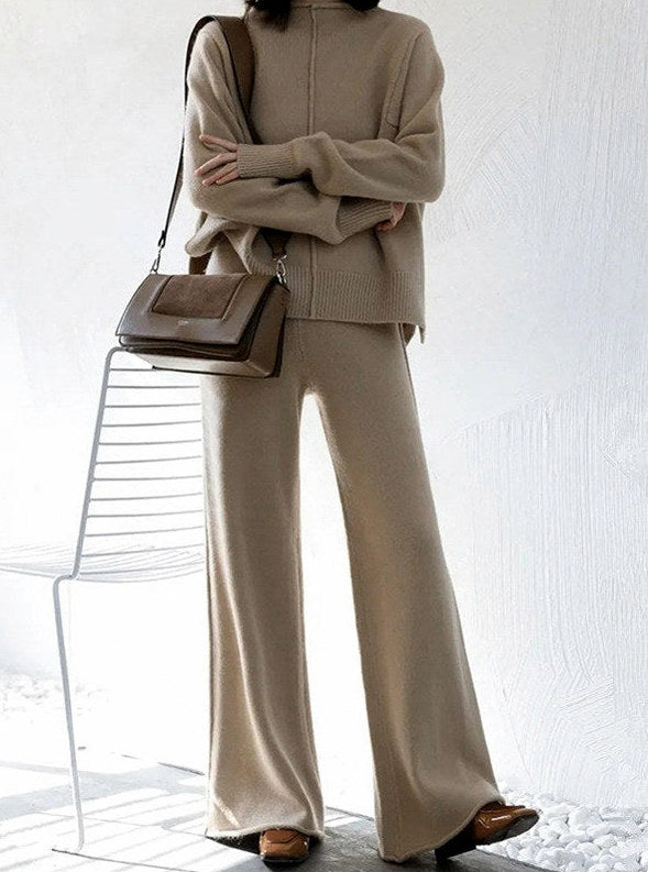 Knit Long Sleeve Wide Leg Co Ord Set