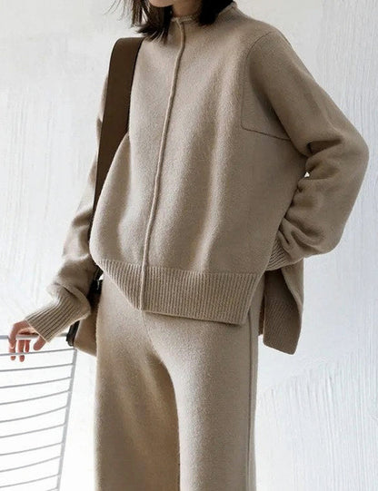 Knit Long Sleeve Wide Leg Co Ord Set