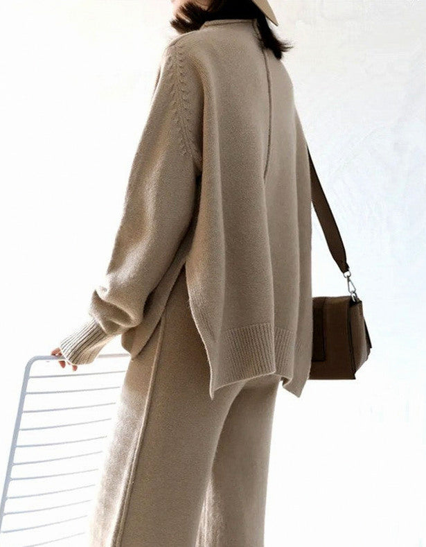 Knit Long Sleeve Wide Leg Co Ord Set
